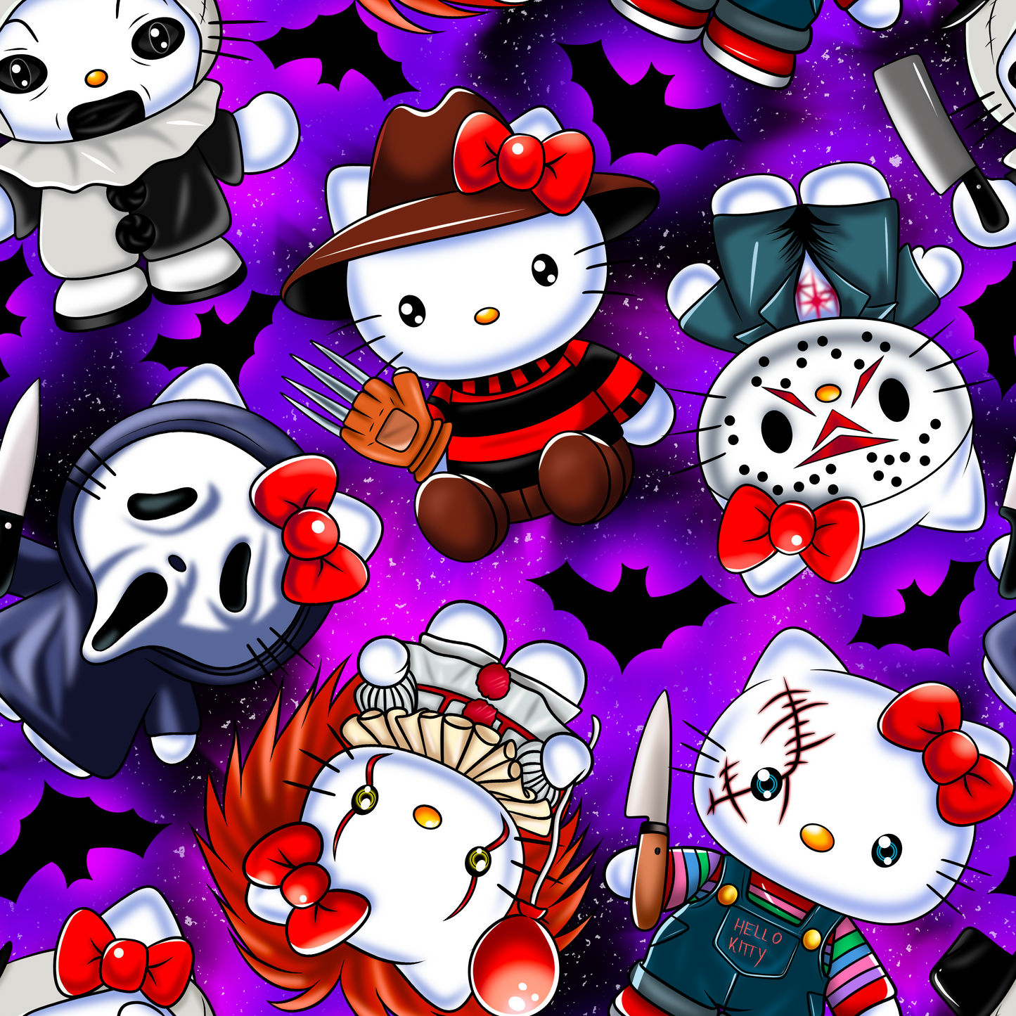 Kitty Halloween Seamless Digital Pattern Download