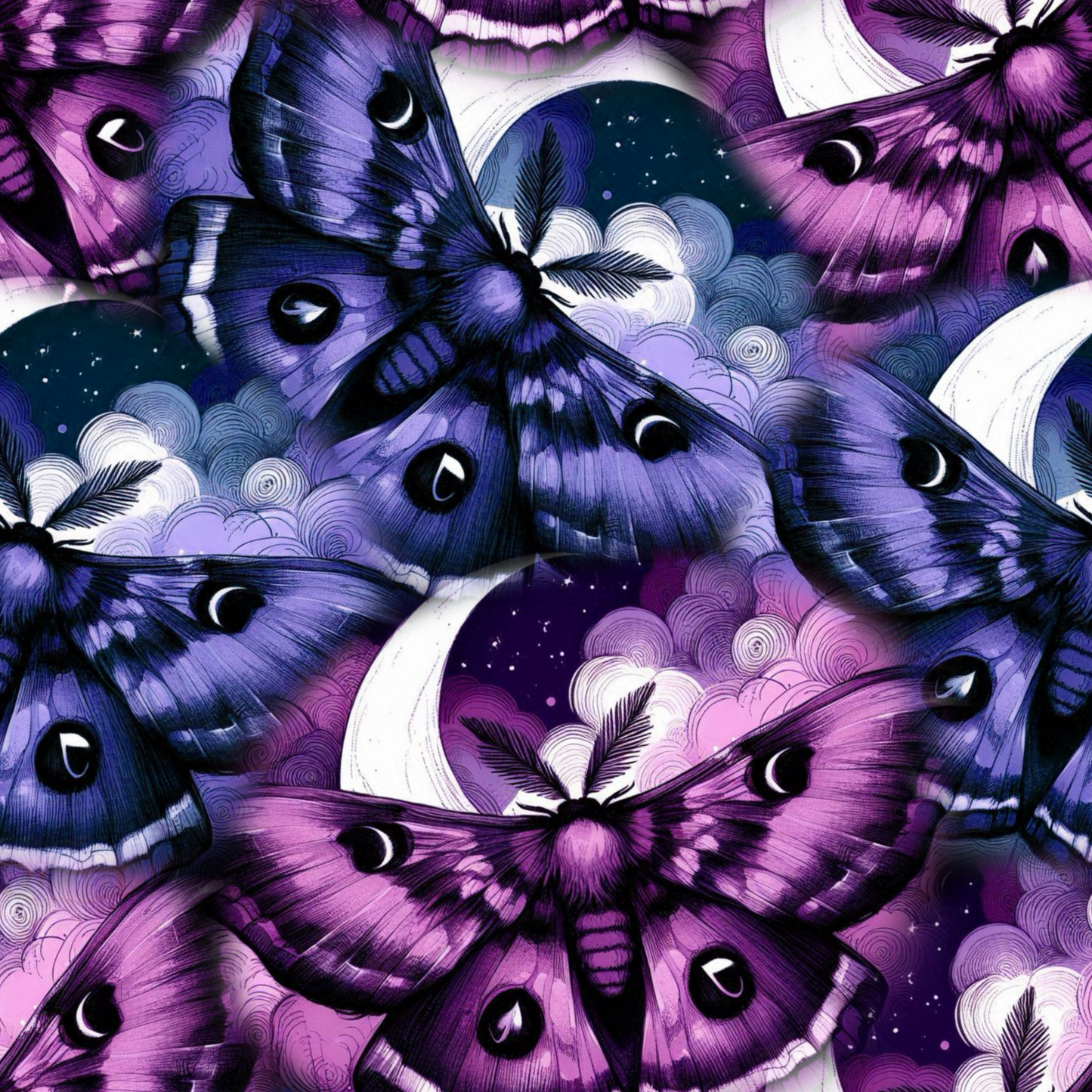 Moon Moth Seamless Digital Pattern Download