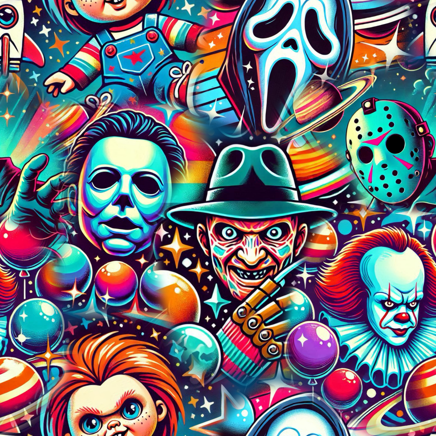 Space Horror Seamless Digital Pattern Download