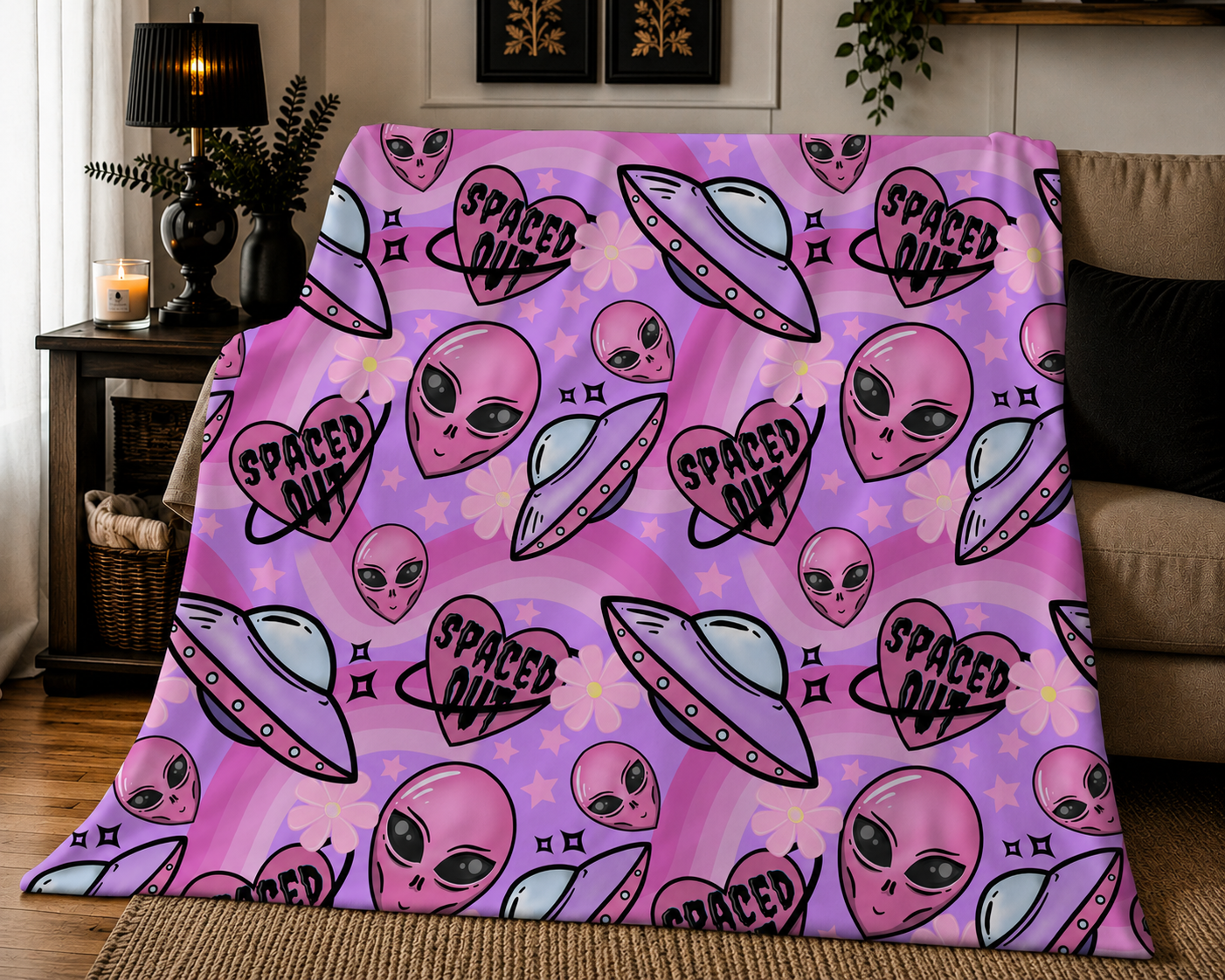 PRE-ORDER Spaced Out Alien Throw Blanket