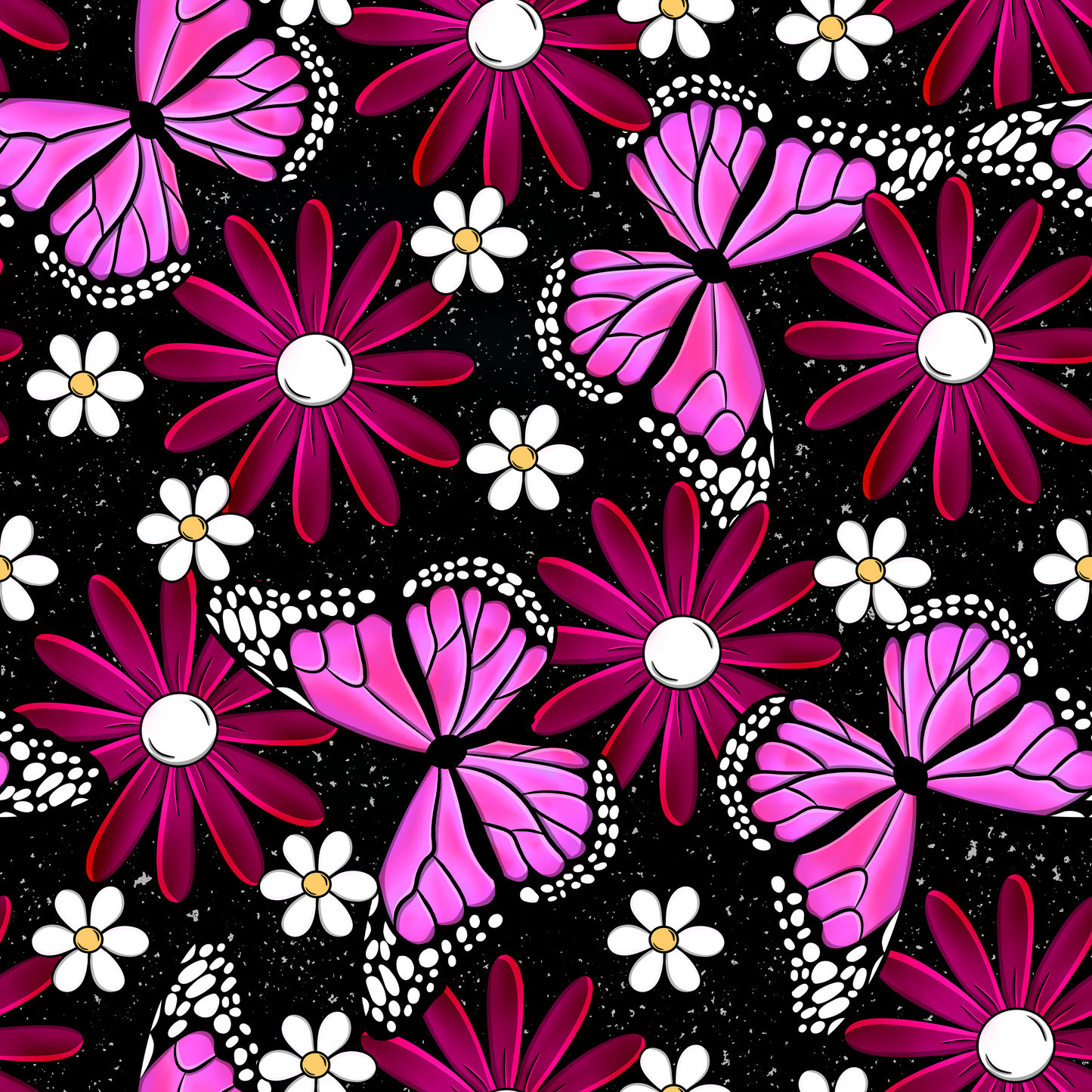 Pink Floral Butterfly Seamless Digital Pattern Download