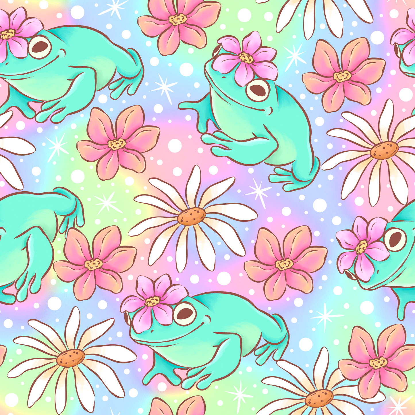 Floral Frog Seamless Digital Pattern Download