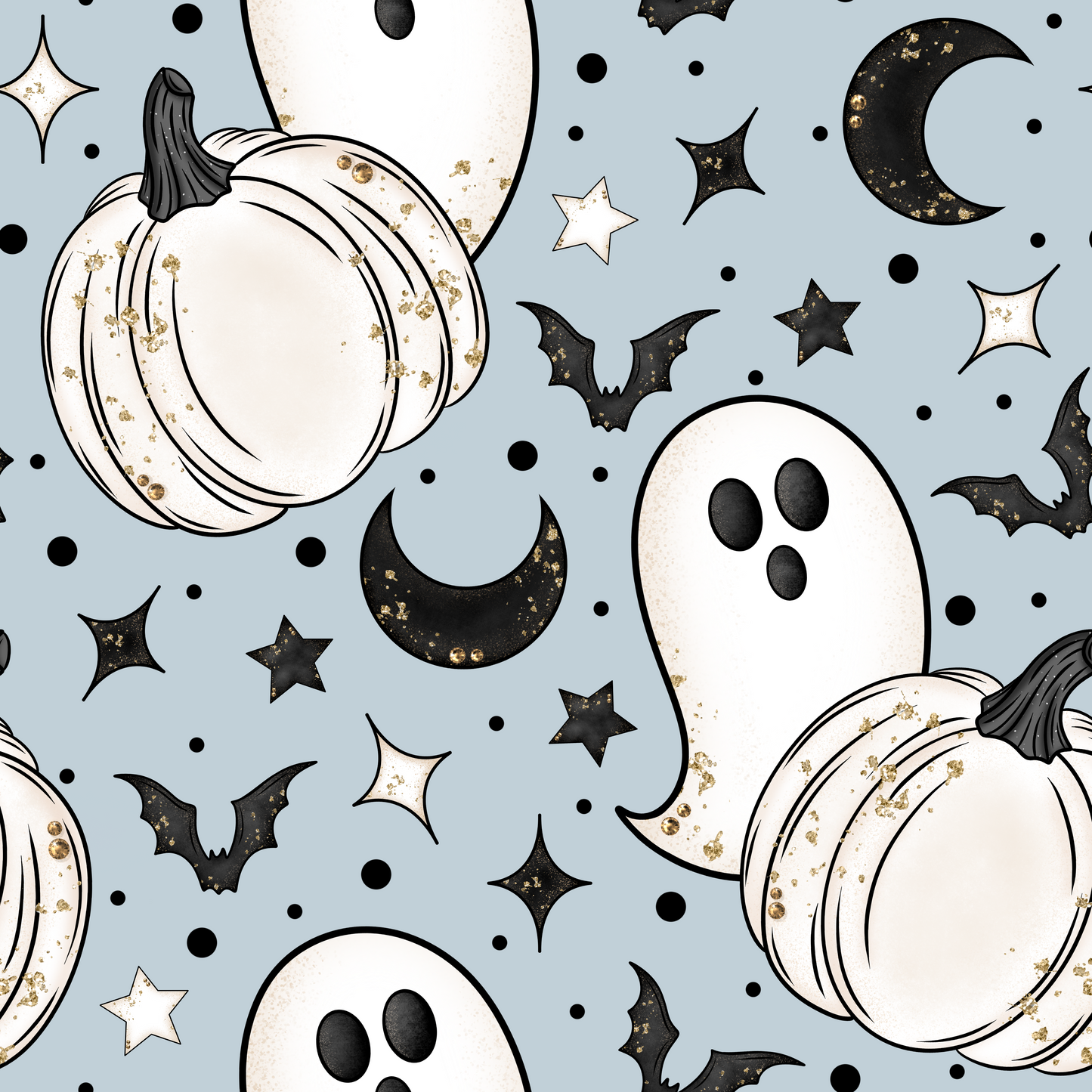 Pumpkin Ghost Seamless Digital Pattern Download
