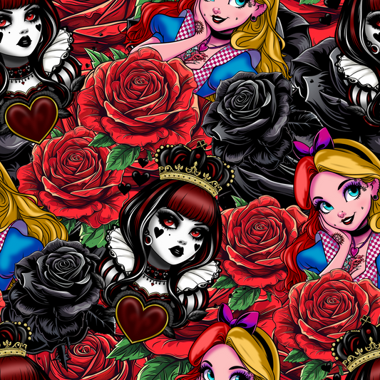 Alice and Roses Seamless Digital Pattern Download