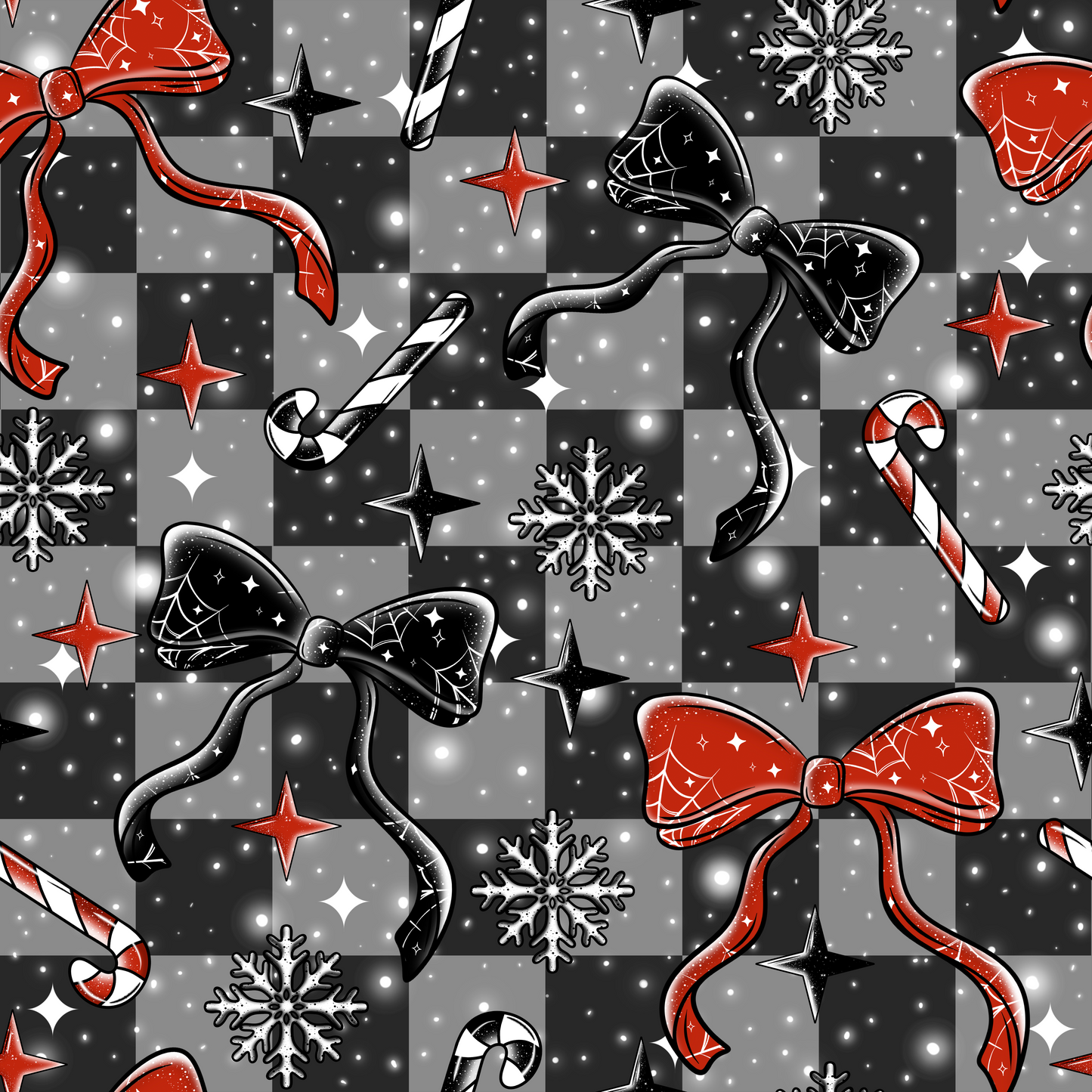 Christmas Bow Black Seamless Digital Pattern Download