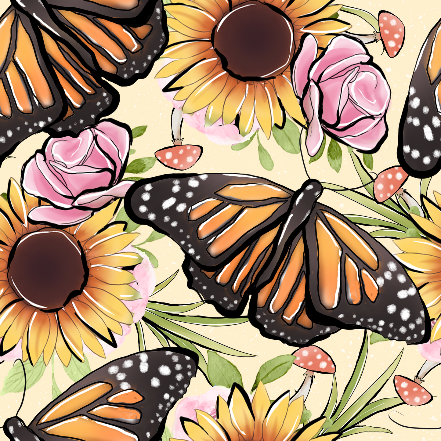 Garden Butterfly Seamless Digital Pattern Download