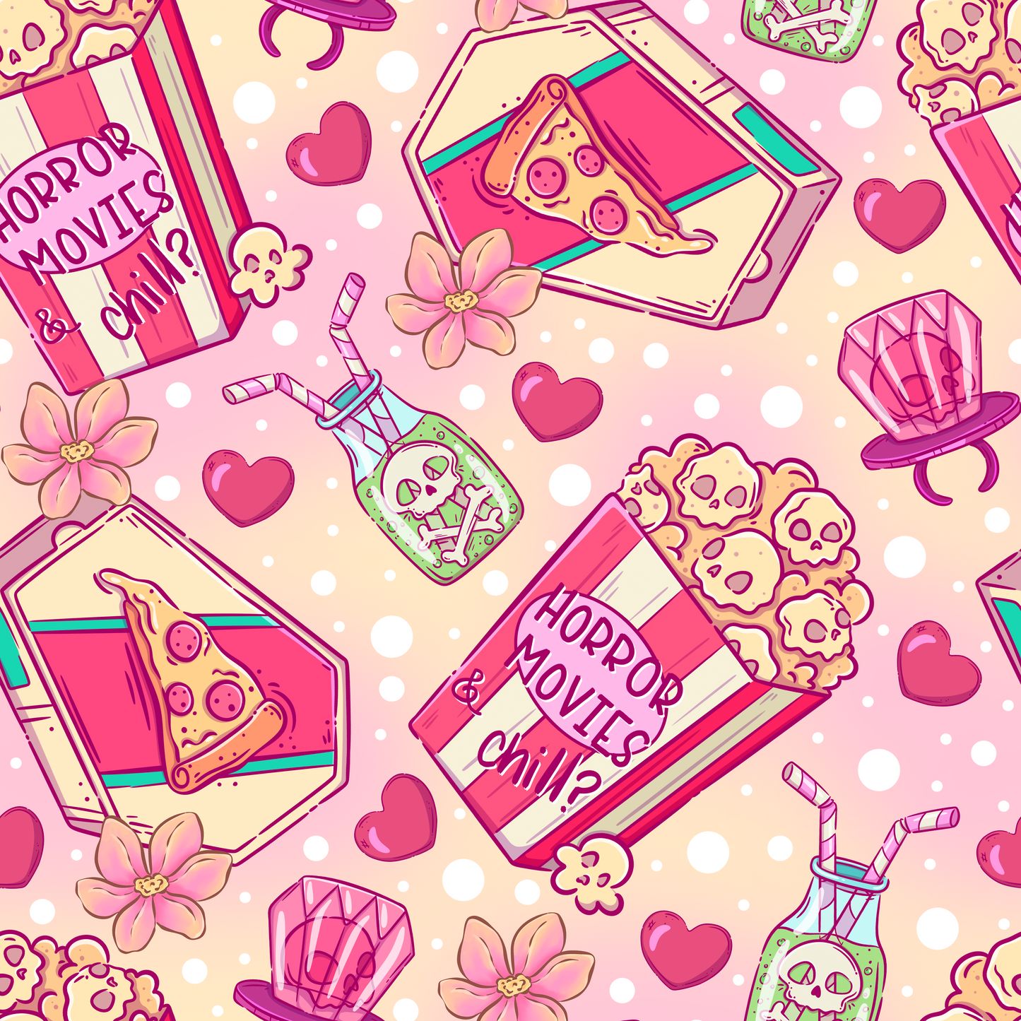Horror Movie Pink Seamless Digital Pattern Download