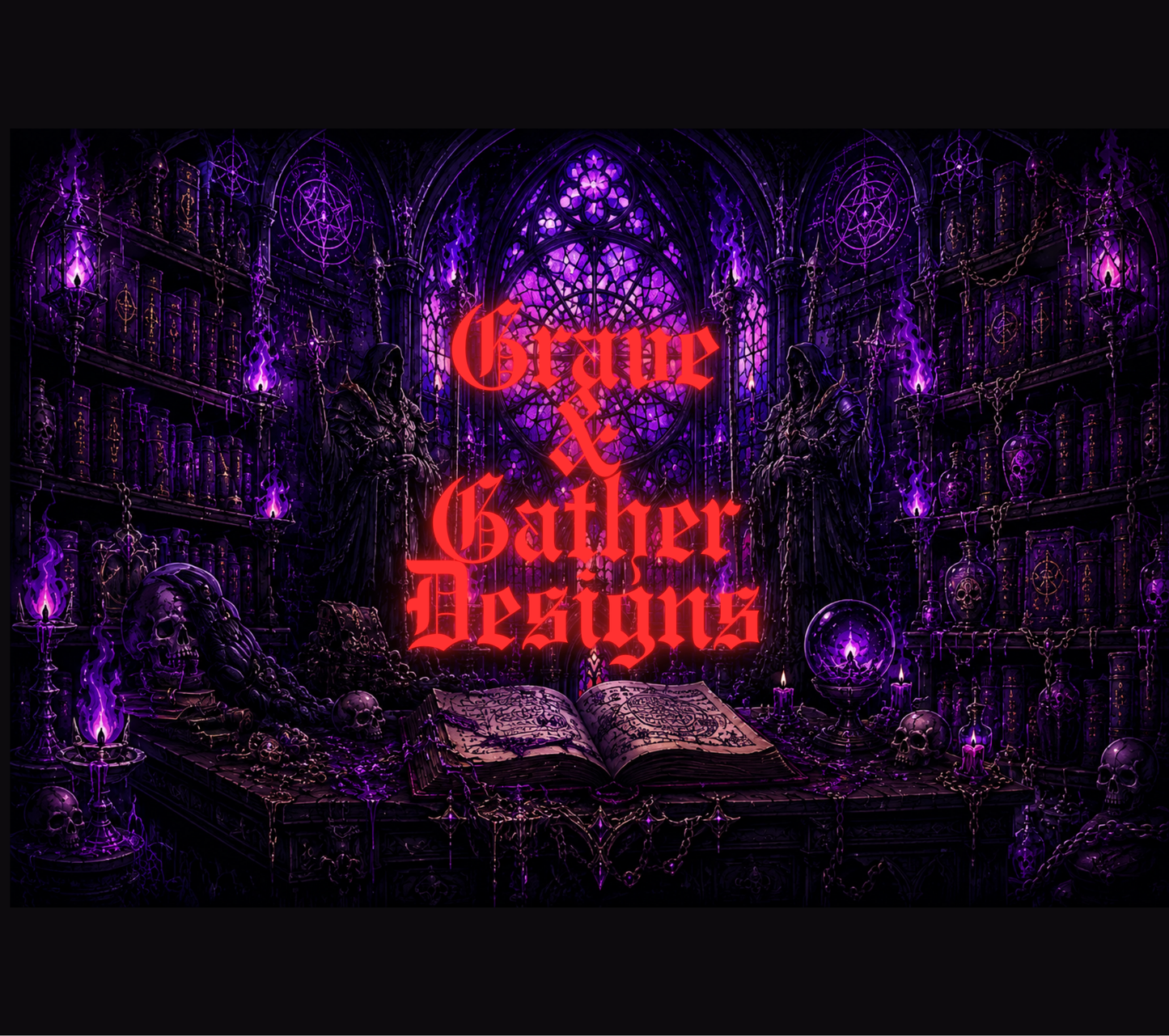 Necromancer’s Library – 20oz Skinny Tumbler Wrap | Digital Download