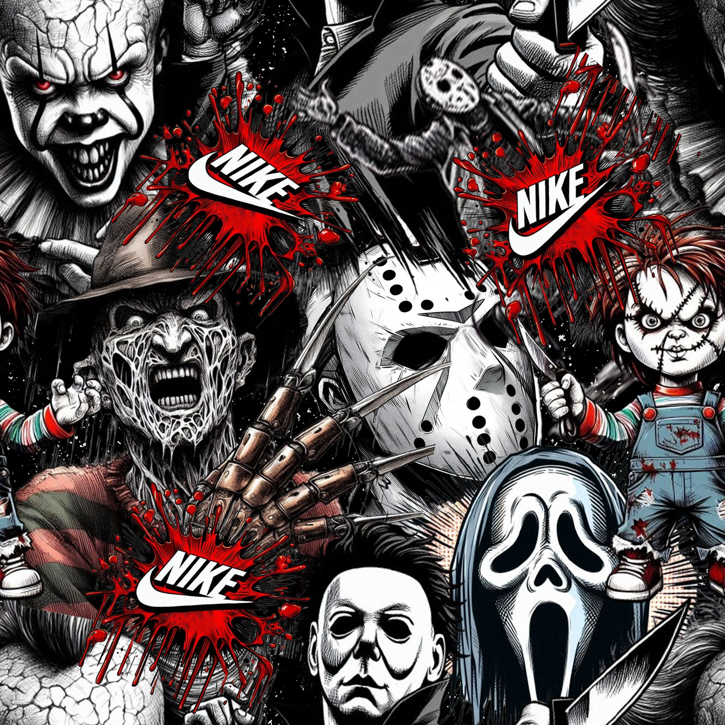 Just Do It Horror Seamless Digital Pattern Download