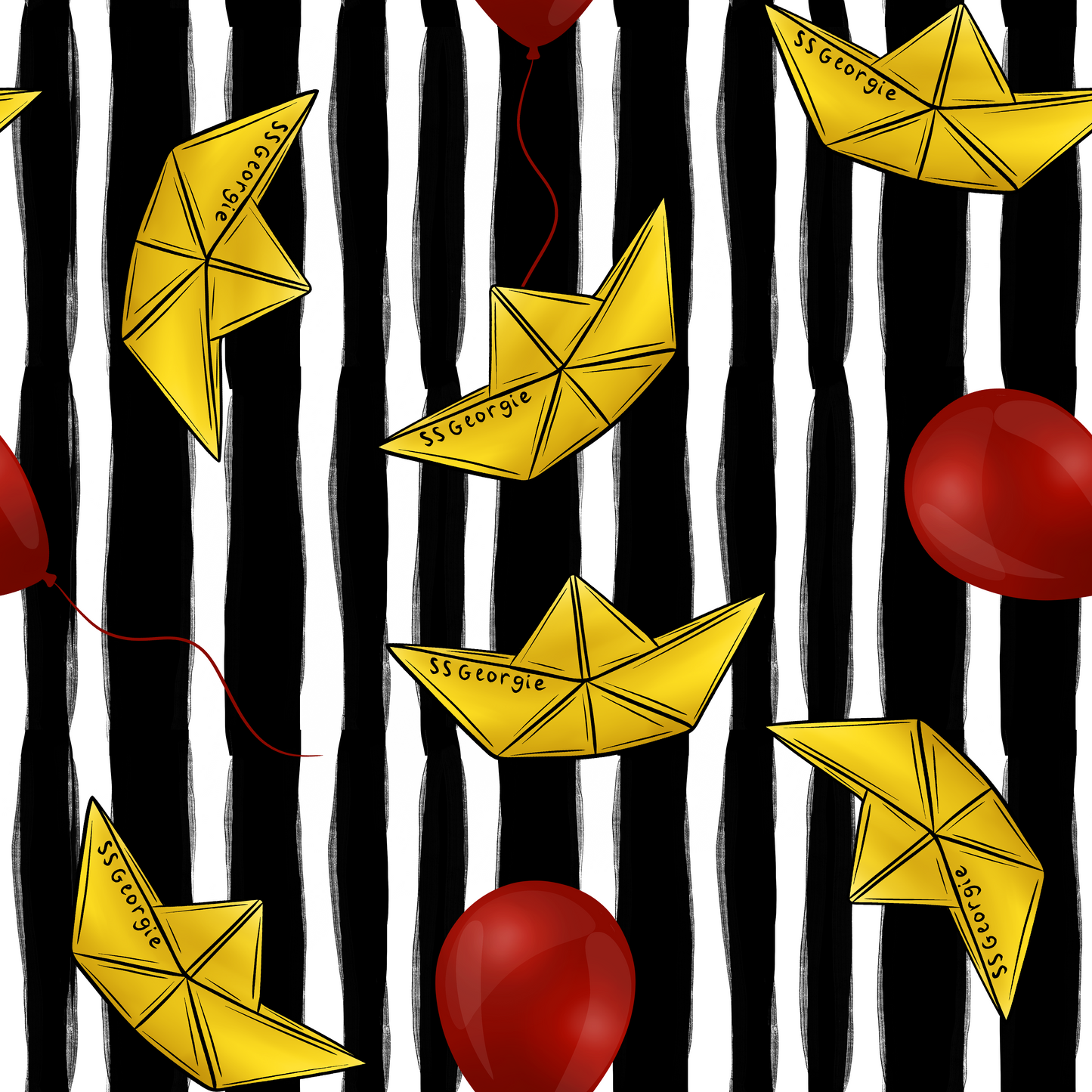 Boat and Balloon Seamless Digital Pattern Download