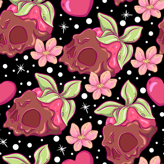 Strawberry Skull Seamless Digital Pattern Download