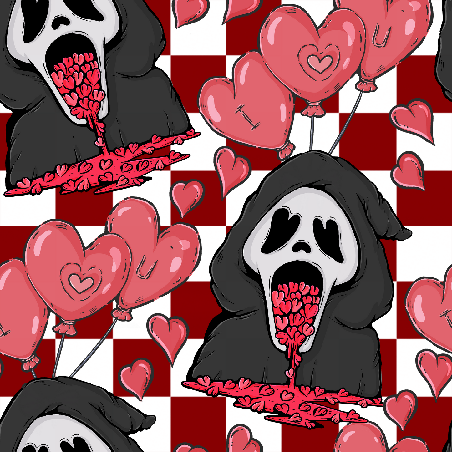 Valentines Ghostie Seamless Digital Pattern Download