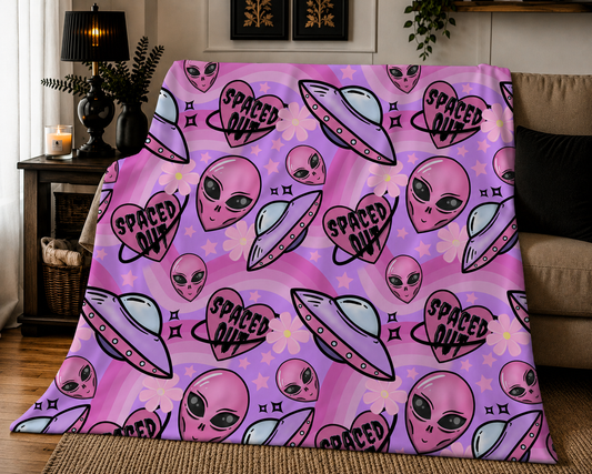 PRE-ORDER Spaced Out Alien Throw Blanket