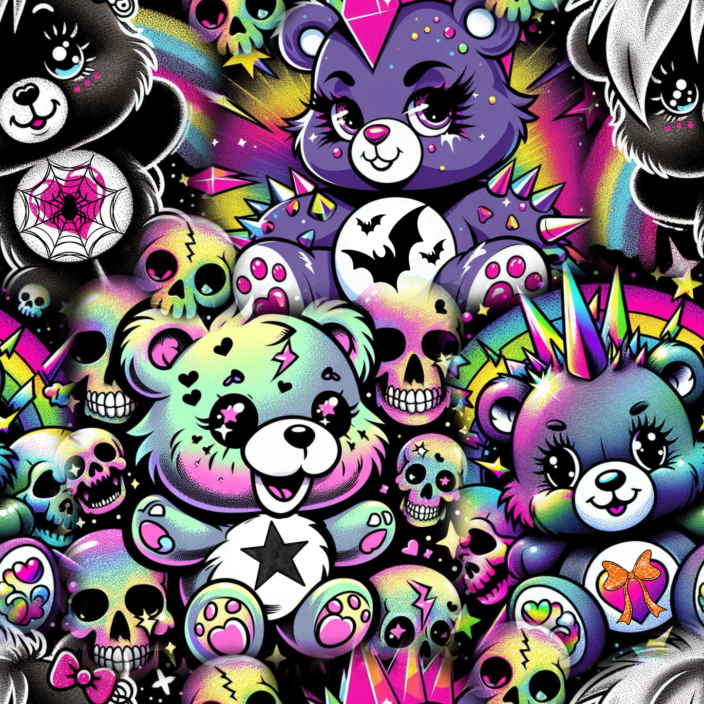 Goth Bears Seamless Digital Pattern Download
