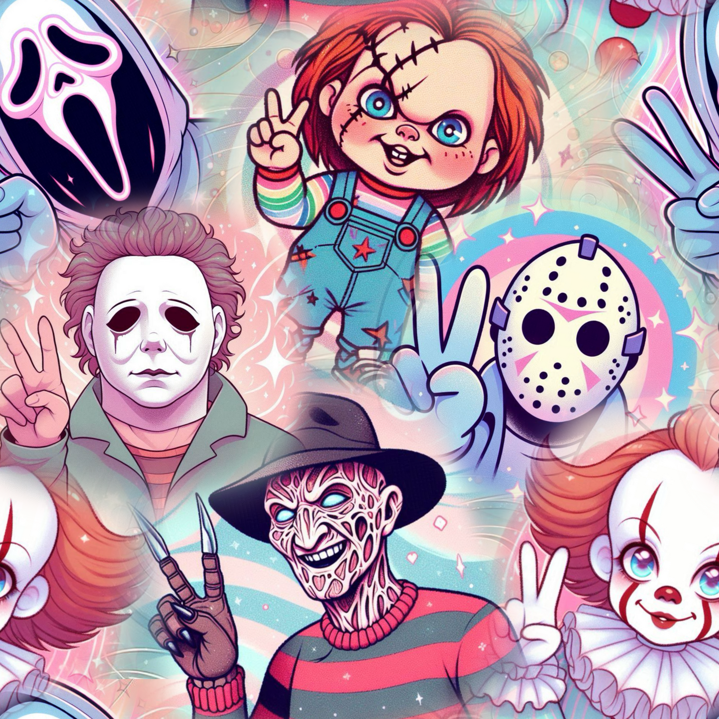 Peace Horror Seamless Digital Pattern Download