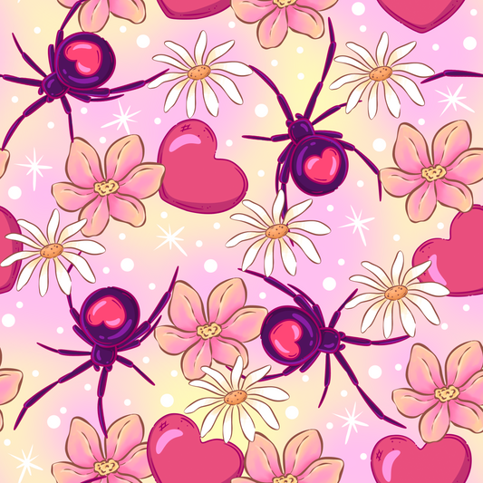 Spider Hearts Seamless Digital Pattern Download